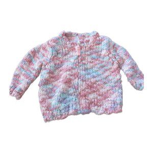 Cherokee Knitted Crocheted Zip Up Jacket Baby Girls‎ Size 3M Pink Pastel Coat